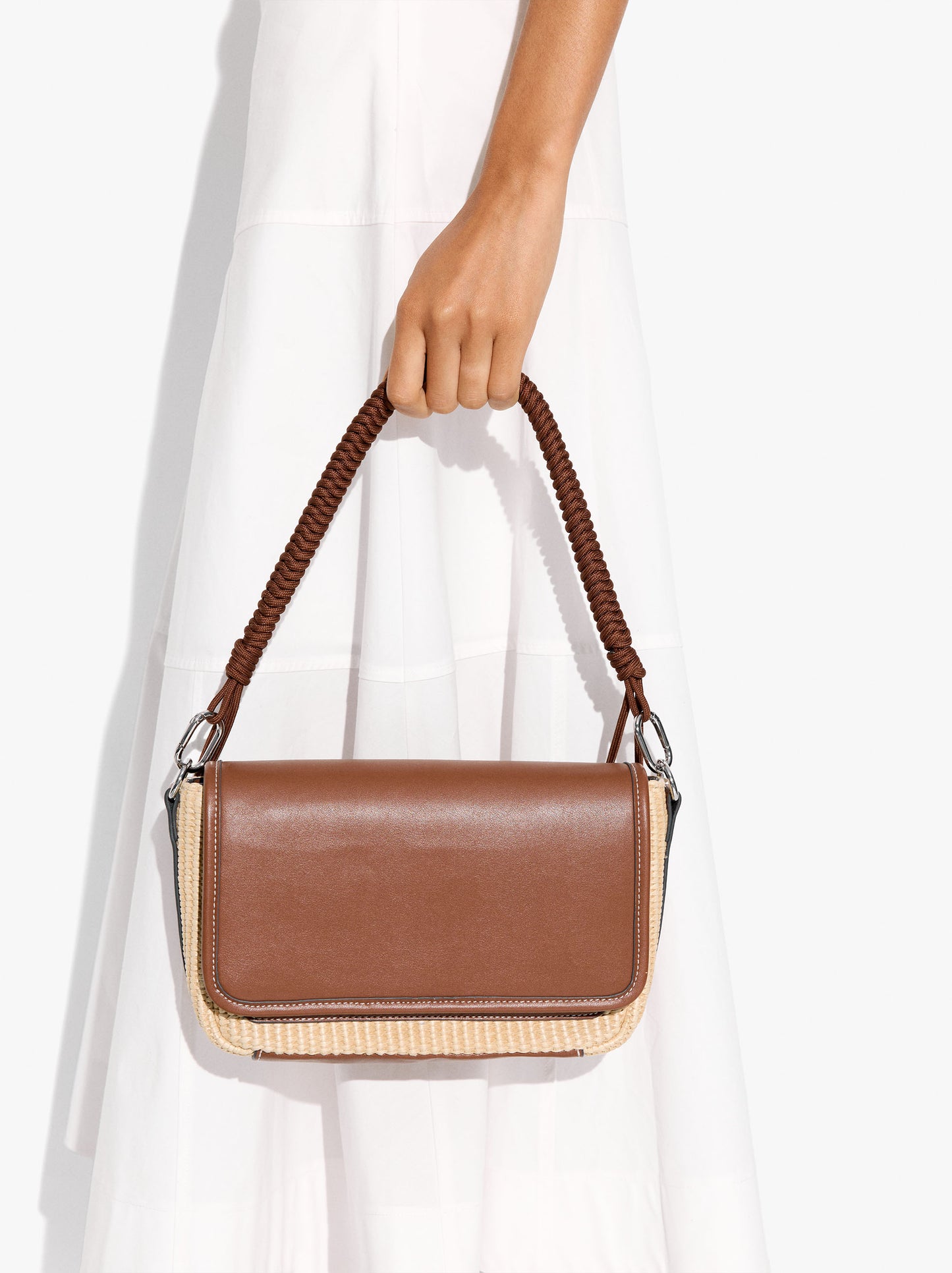 Handbag With Crossbody Bag Paper Straw Effect