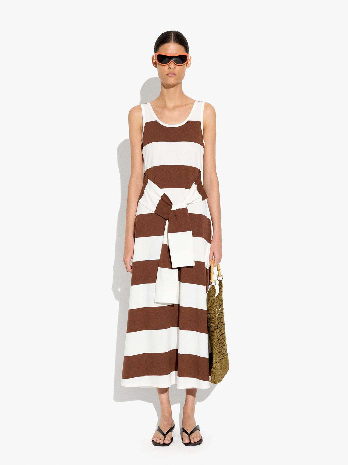 Midi Dress With Stripes 100% Cotton