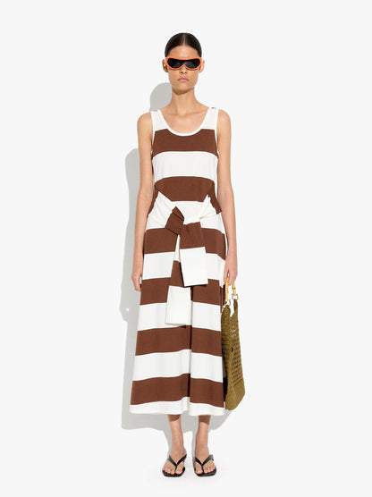 Midi Dress With Stripes 100% Cotton