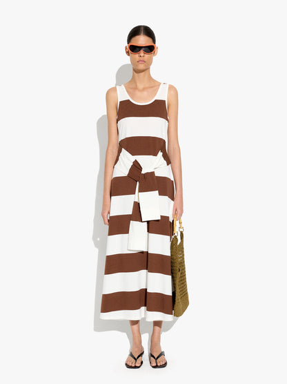 Midi Dress With Stripes 100% Cotton