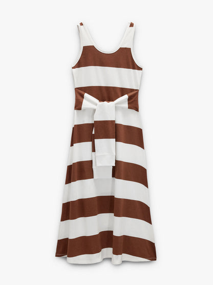 Midi Dress With Stripes 100% Cotton