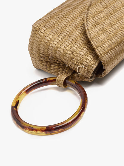 Envelope Handbag Paper Straw Effect With Hoop