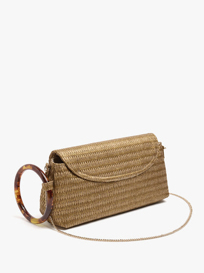 Envelope Handbag Paper Straw Effect With Hoop