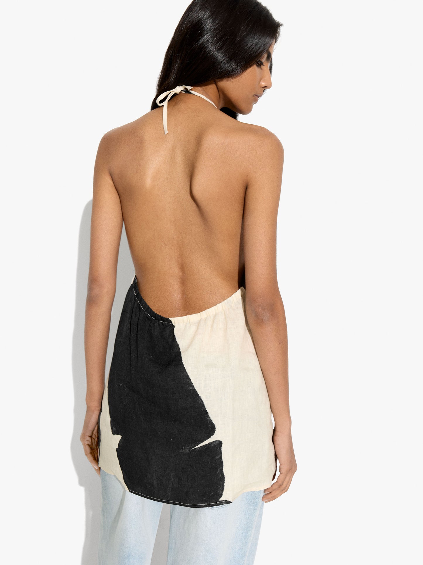 Printed 100% Linen Halter Top