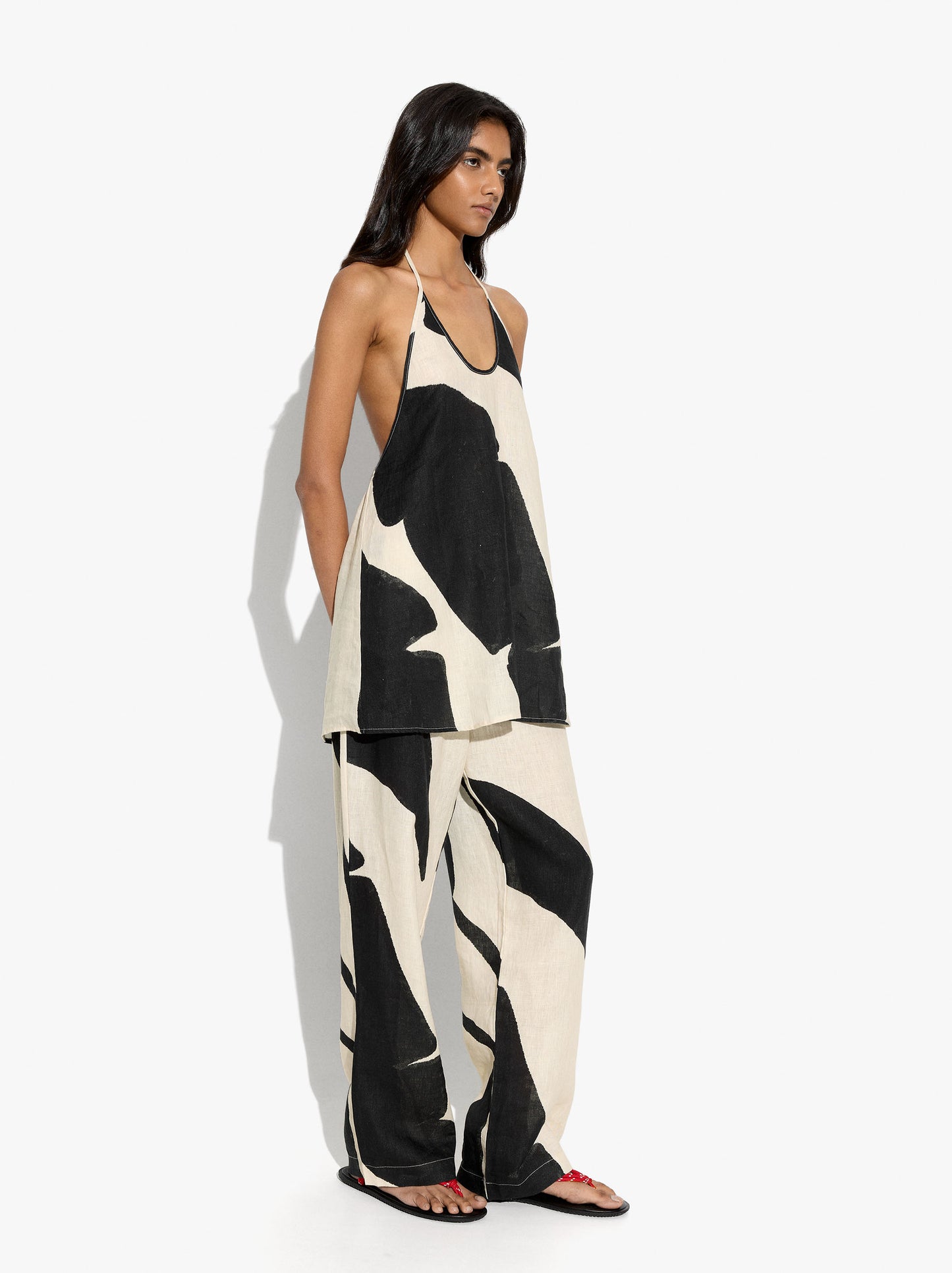 Printed 100% Linen Halter Top