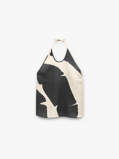Printed 100% Linen Halter Top