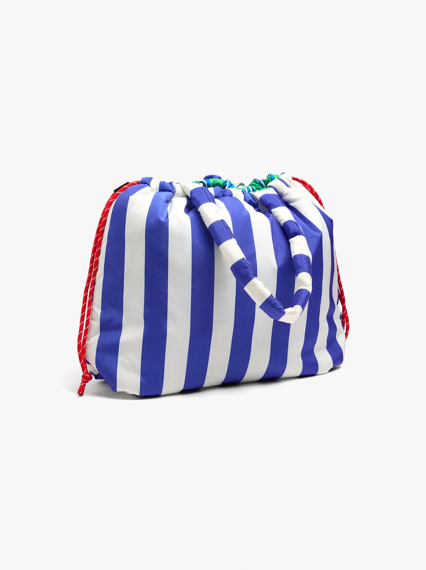 Reversible Nylon Shopper Bag With Stripes