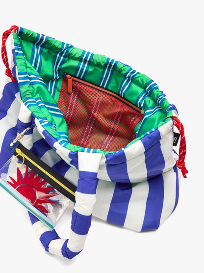 Reversible Nylon Shopper Bag With Stripes