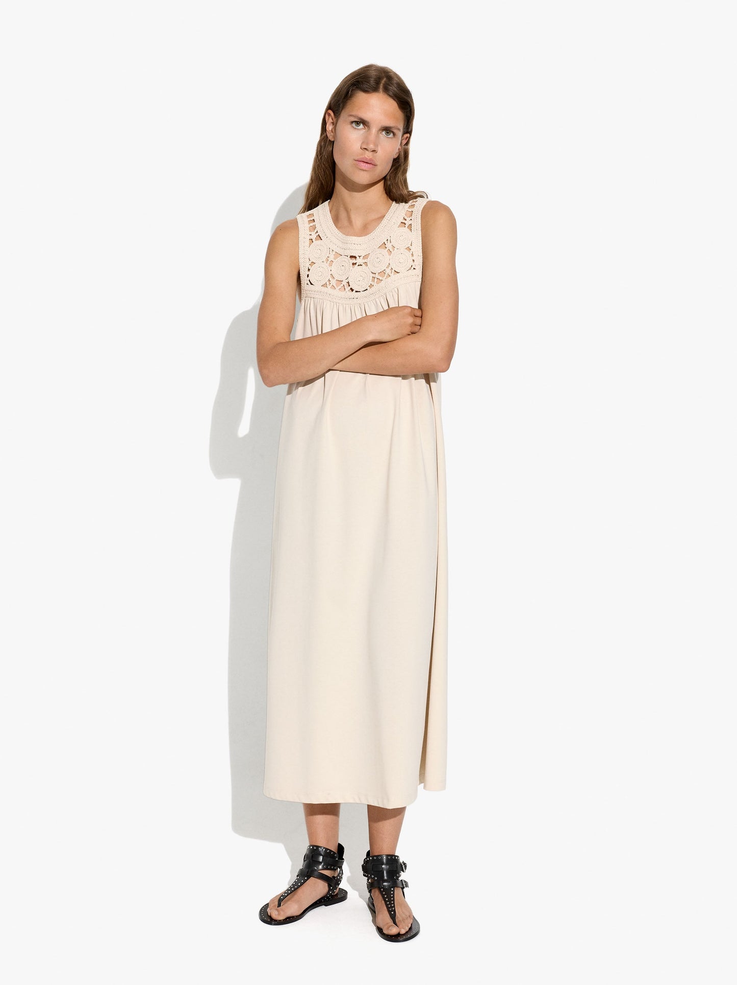 Dress With Cotton Crochet Detail