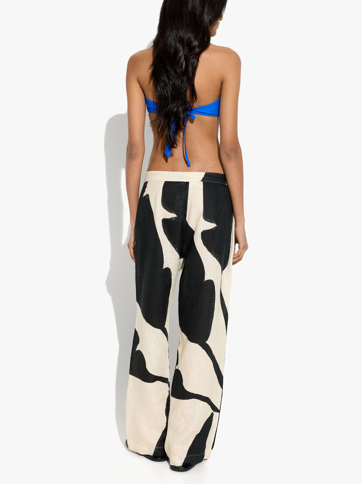 Straight Printed Trousers 100% Linen