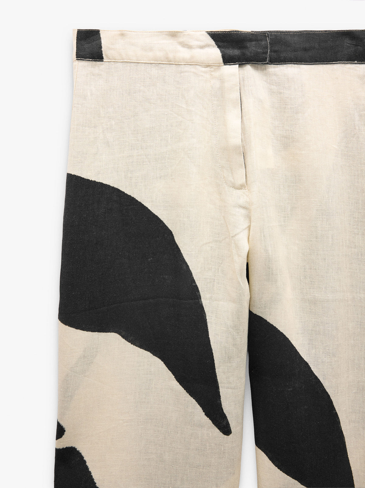 Straight Printed Trousers 100% Linen