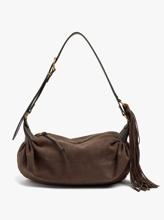 Shoulder Bag With Leather-Effect With Fringes