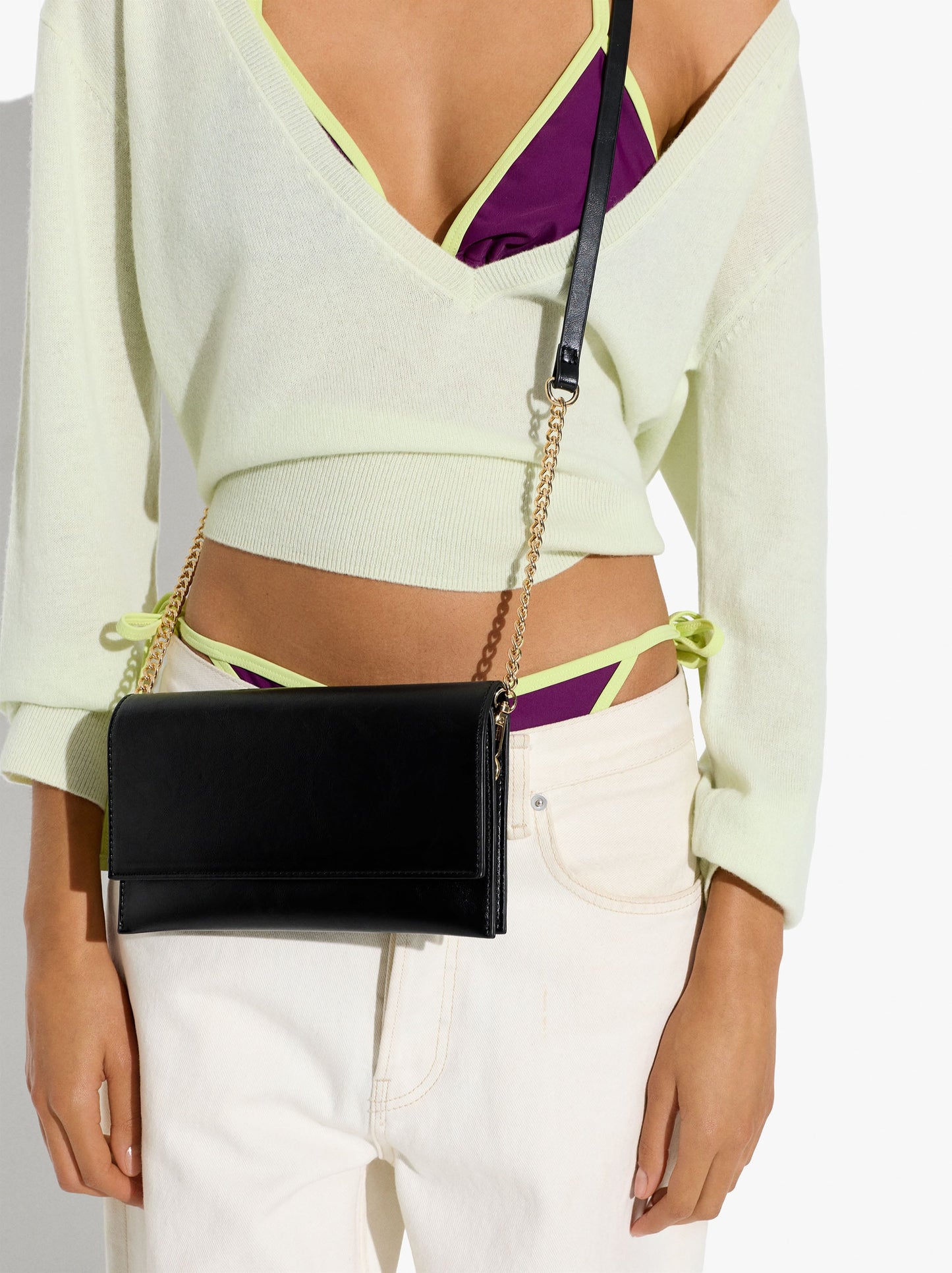 Plain Crossbody Bag With Flap