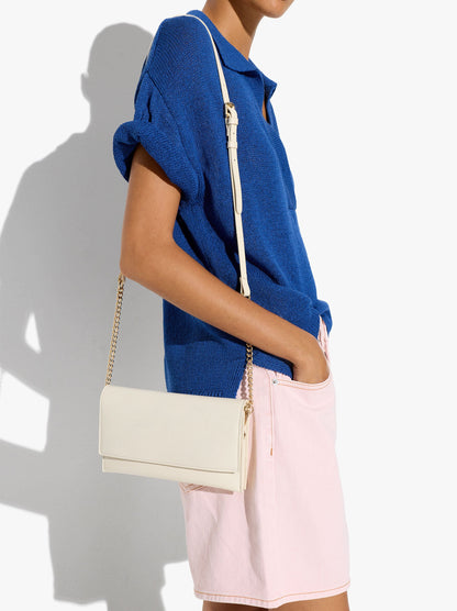 Plain Crossbody Bag With Flap