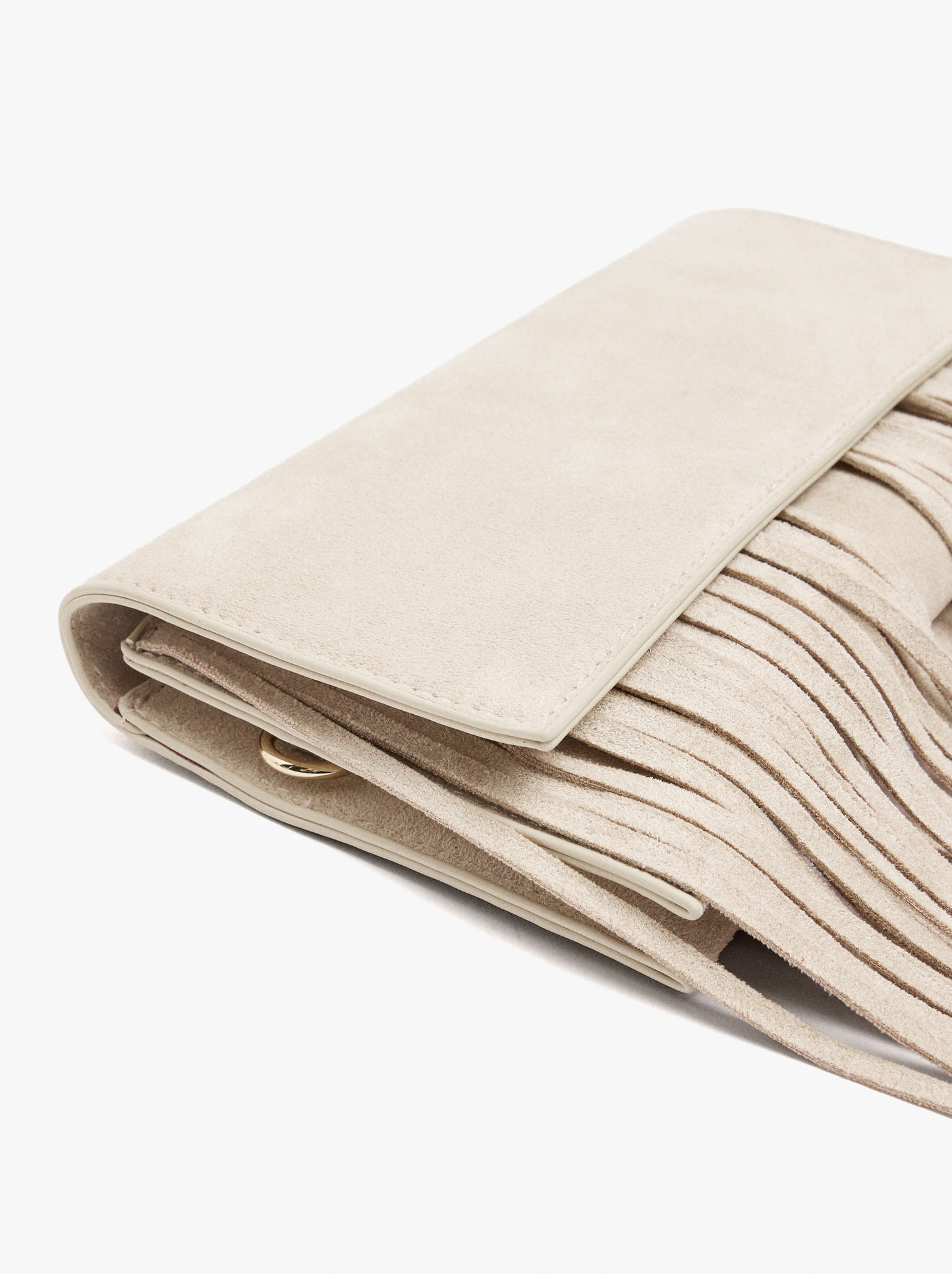 Plain Crossbody Bag With Flap And Long Fringes