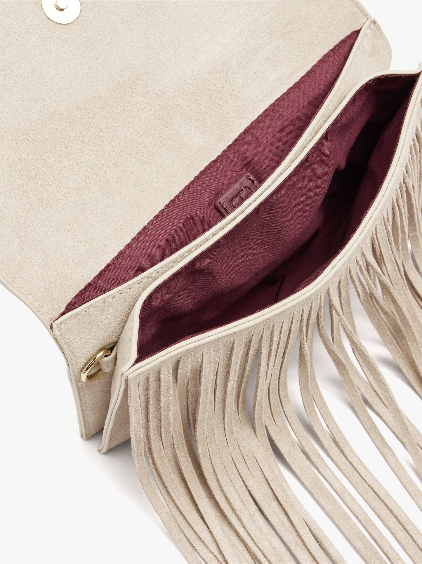 Plain Crossbody Bag With Flap And Long Fringes
