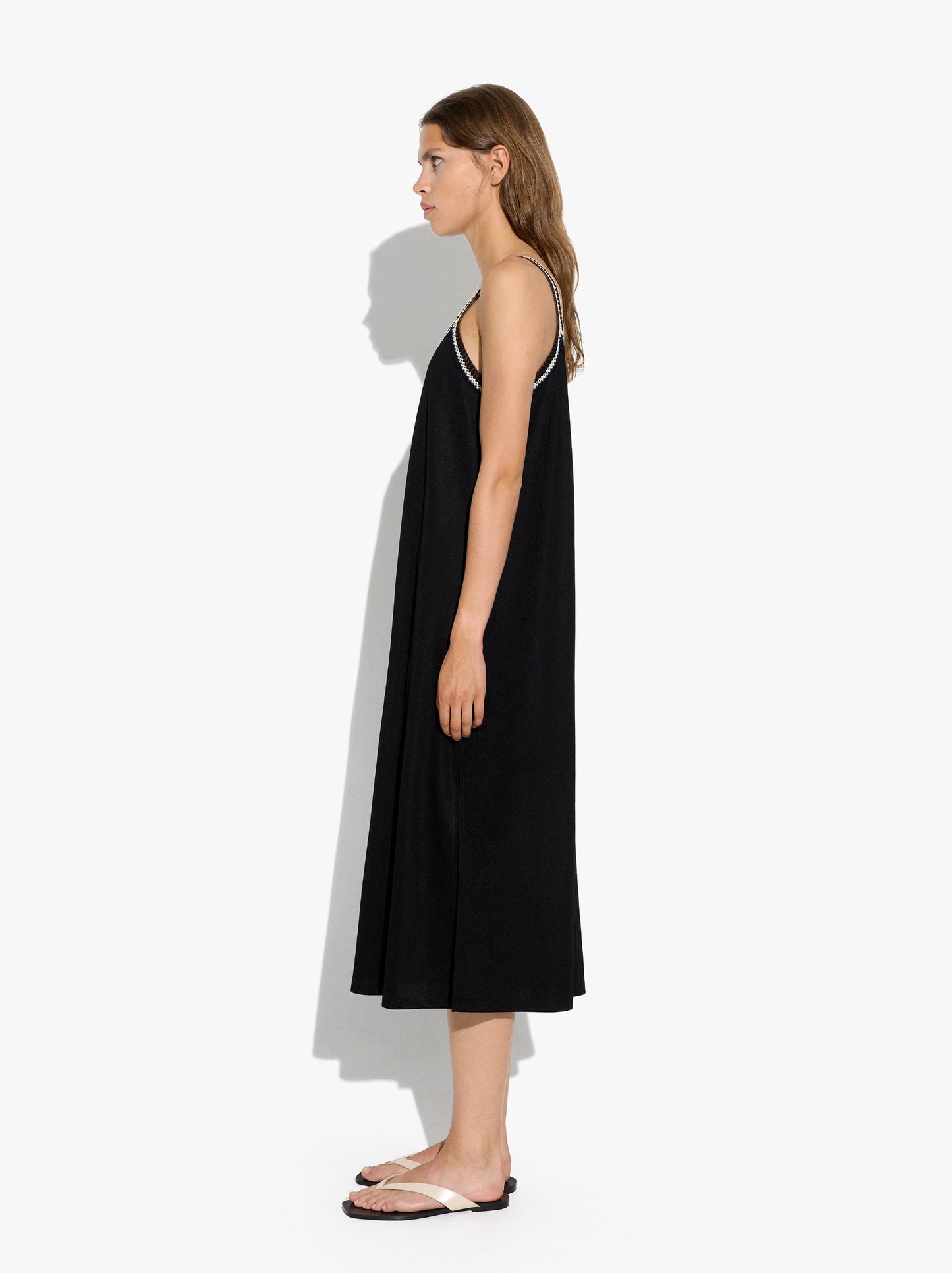 Plain Midi Dress With Straps