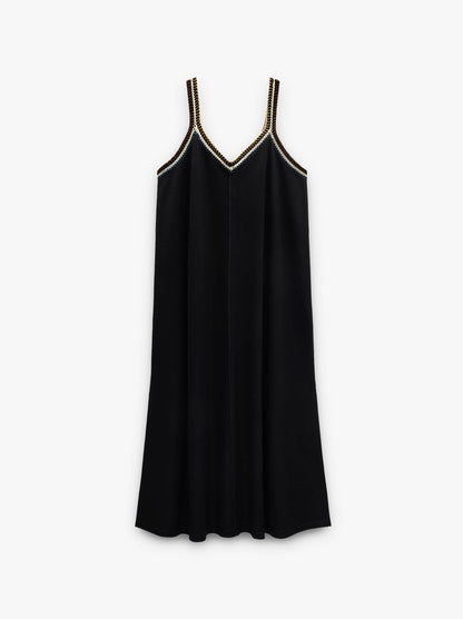 Plain Midi Dress With Straps
