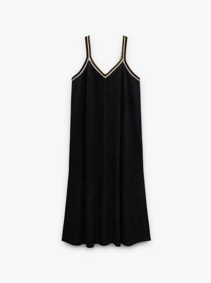 Plain Midi Dress With Straps