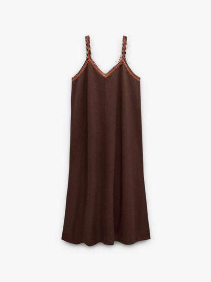 Plain Midi Dress With Straps