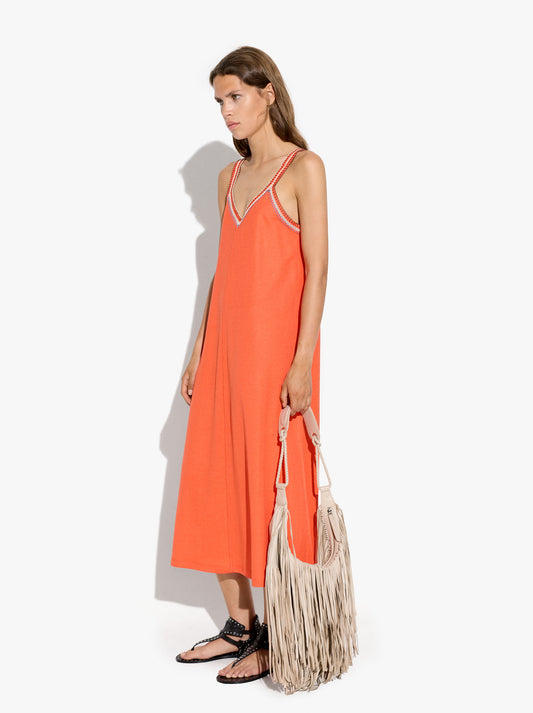 Plain Midi Dress With Straps