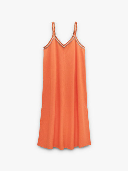 Plain Midi Dress With Straps