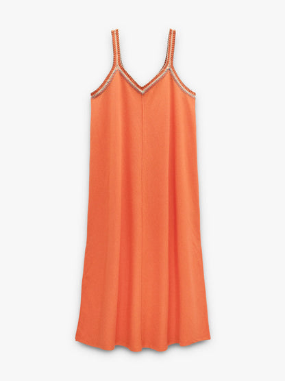 Plain Midi Dress With Straps