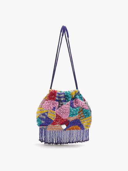 Party Bag With Multicolor Beads And Fringes