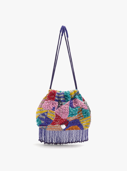 Party Bag With Multicolor Beads And Fringes
