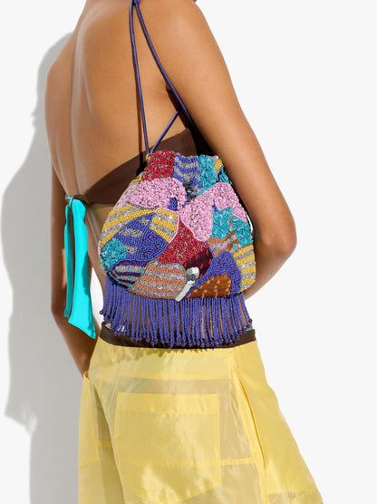 Party Bag With Multicolor Beads And Fringes