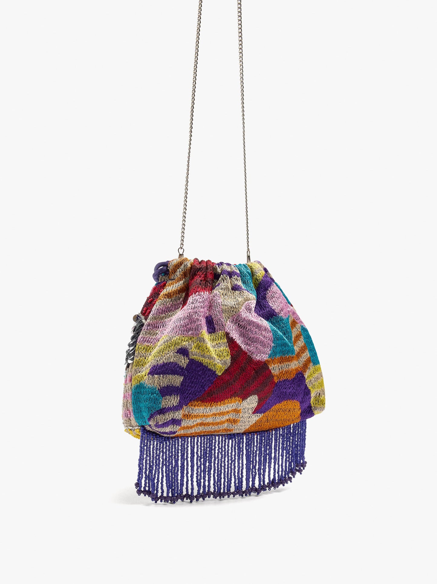 Party Bag With Multicolor Beads And Fringes