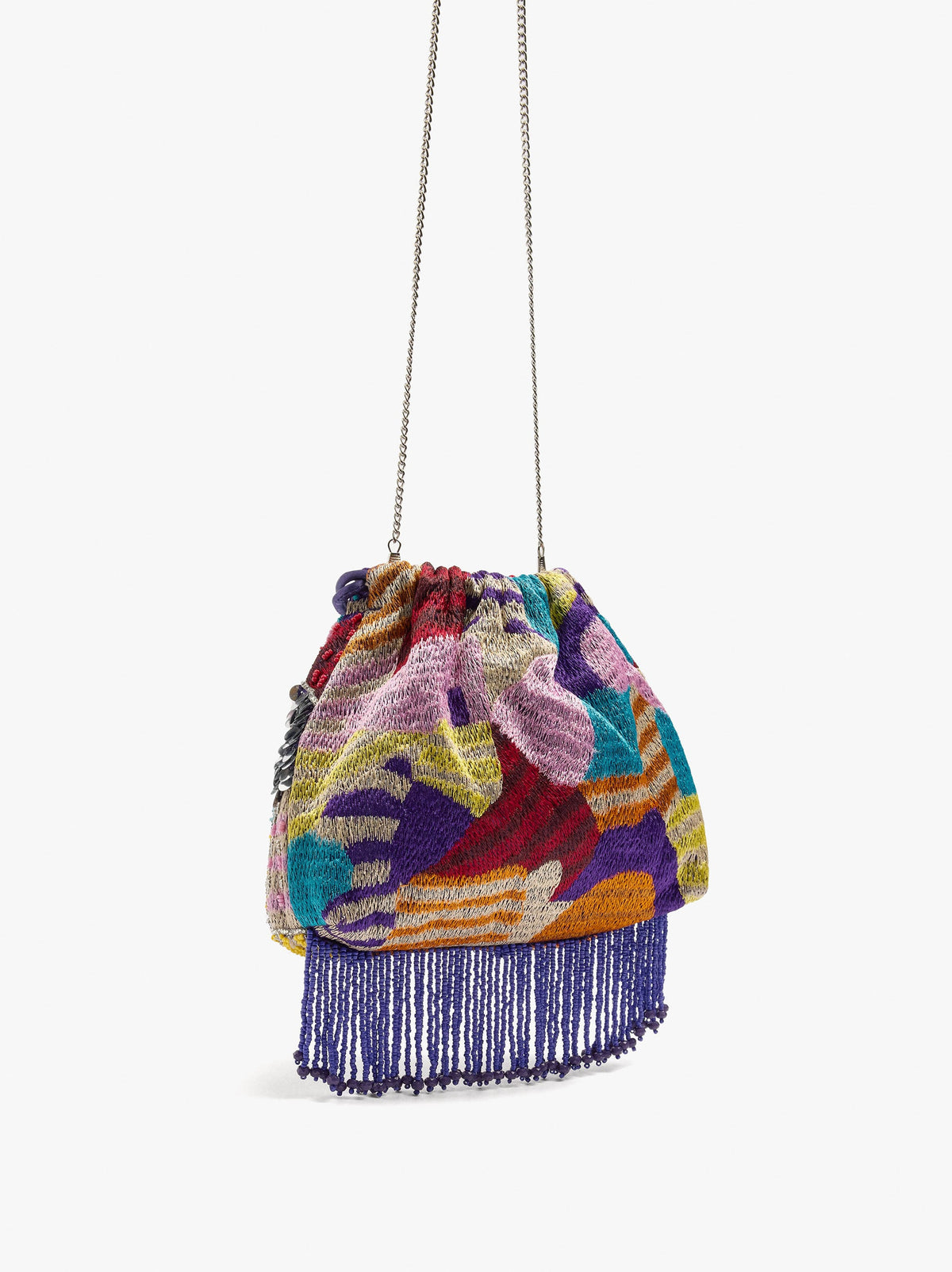 Party Bag With Multicolor Beads And Fringes