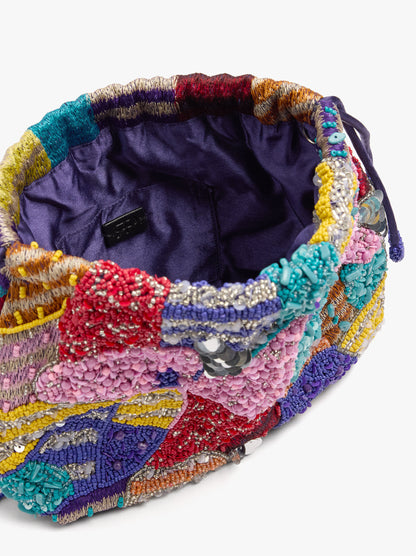 Party Bag With Multicolor Beads And Fringes