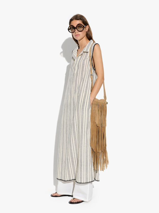 Long Dress With Cotton Stripes