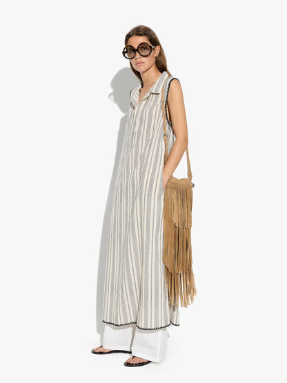 Long Dress With Cotton Stripes