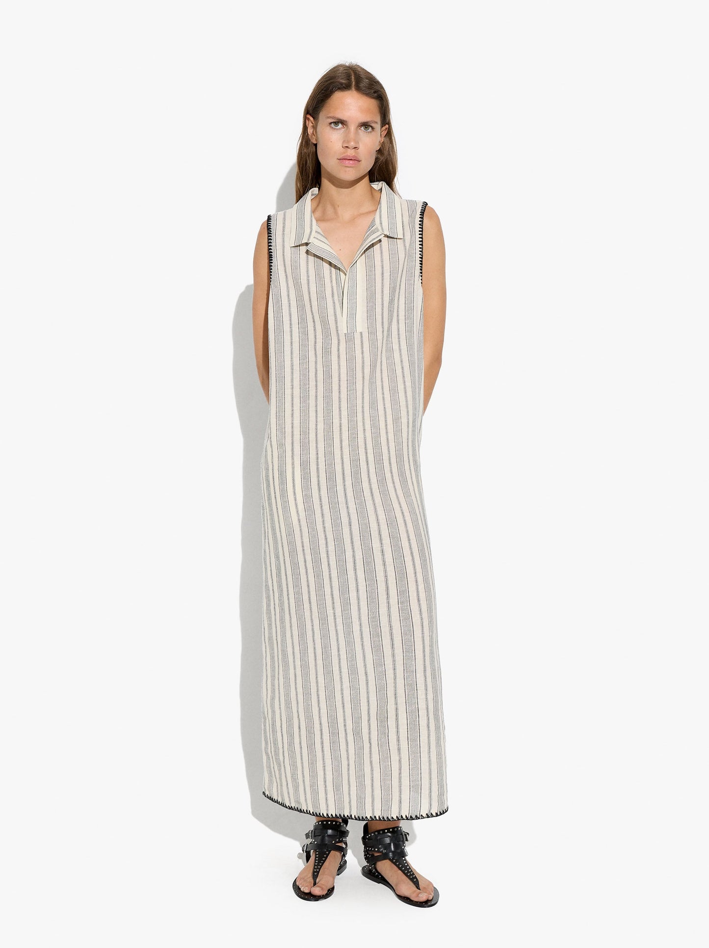 Long Dress With Cotton Stripes