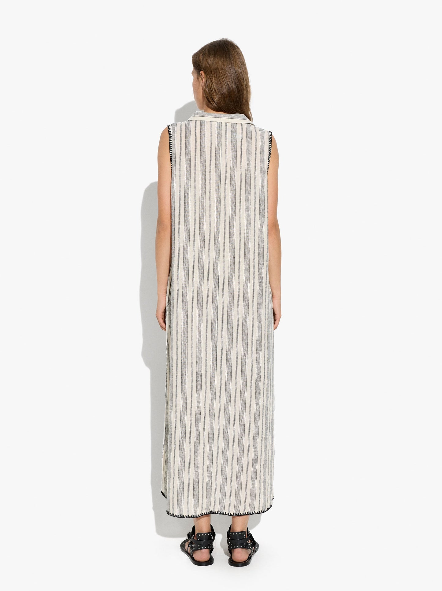 Long Dress With Cotton Stripes