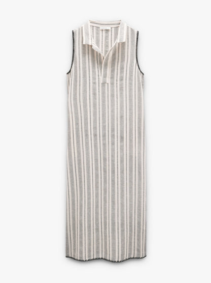 Long Dress With Cotton Stripes