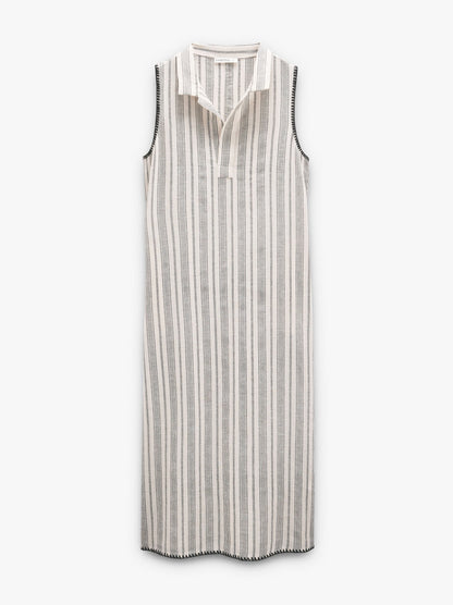 Long Dress With Cotton Stripes