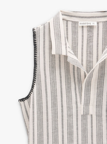 Long Dress With Cotton Stripes