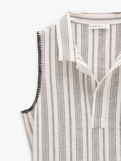 Long Dress With Cotton Stripes