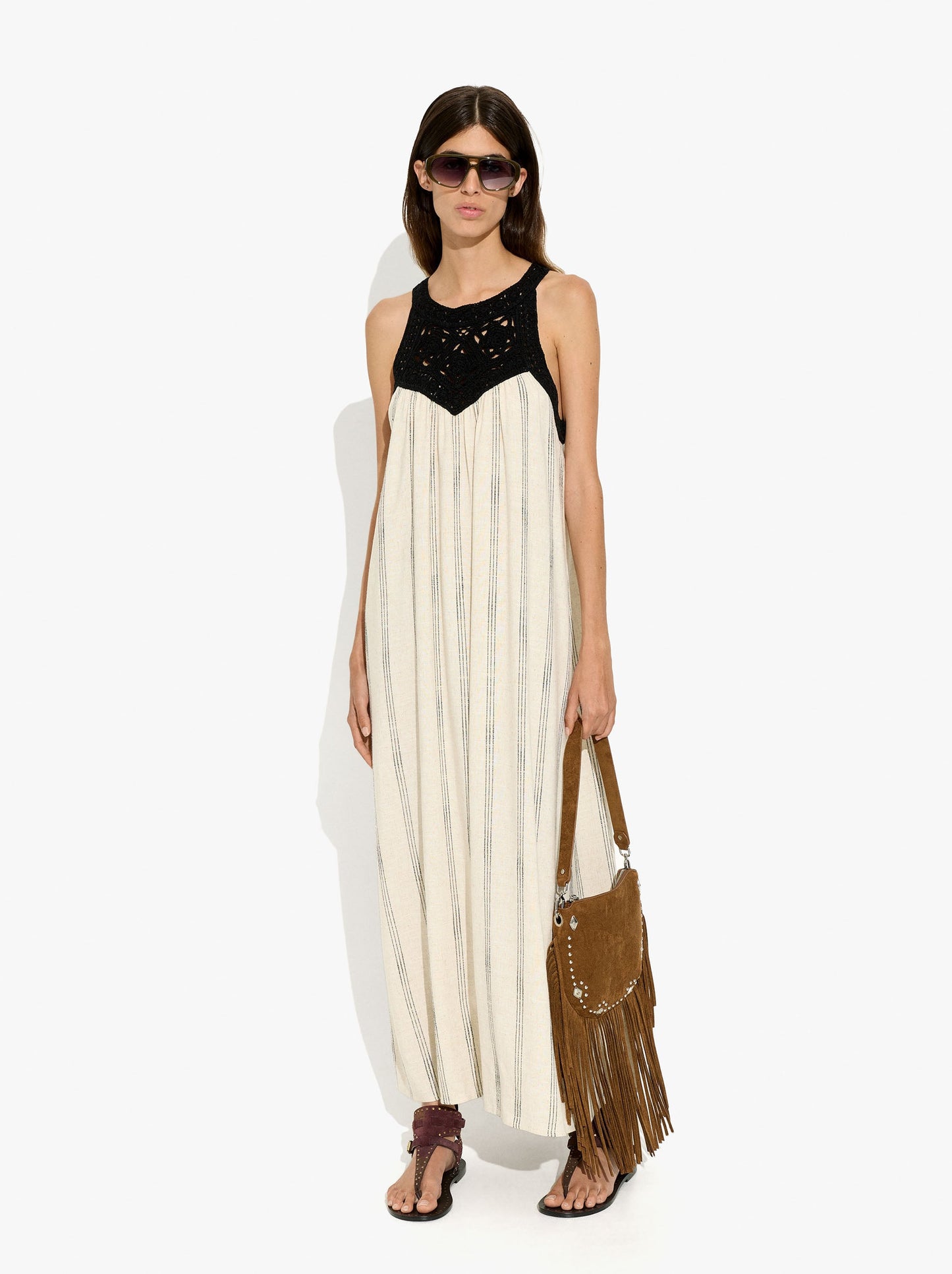 Halter Crochet Dress With Stripes