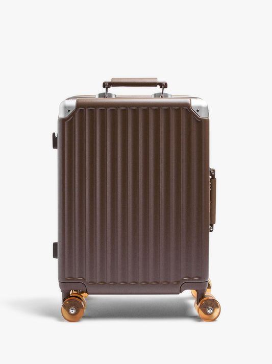 Striped Travel Suitcase With Cup Holder