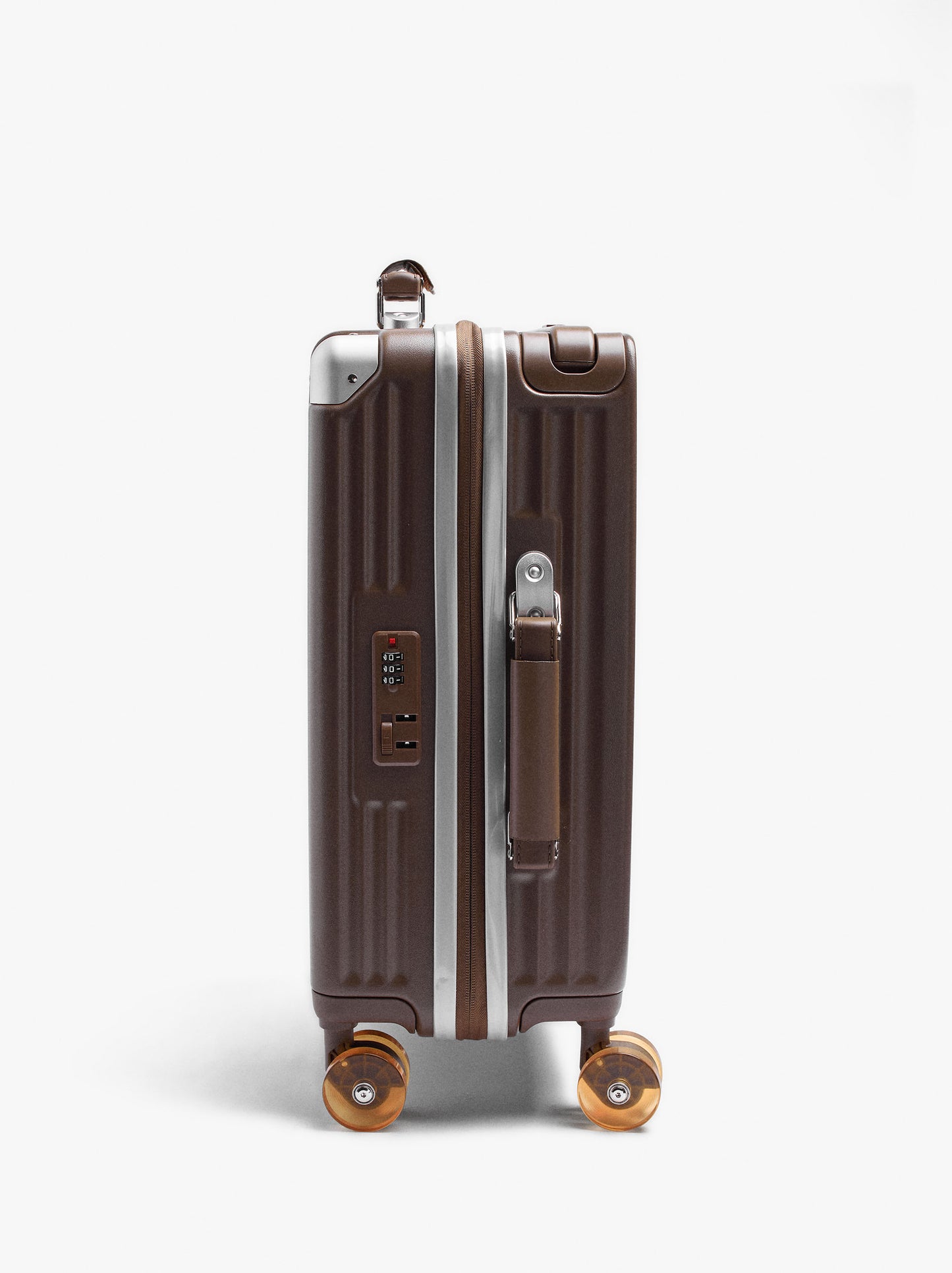 Striped Travel Suitcase With Cup Holder