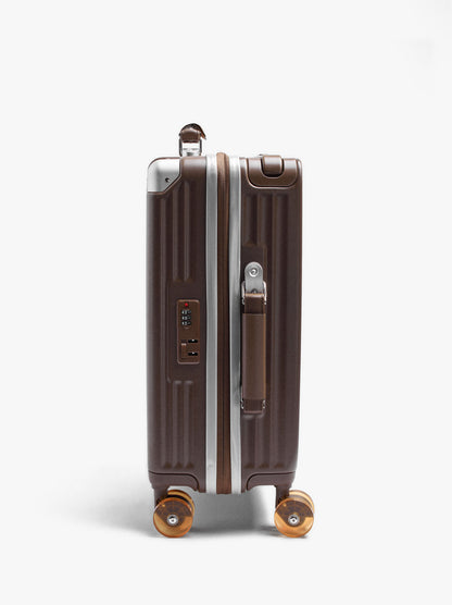 Striped Travel Suitcase With Cup Holder