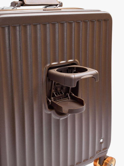 Striped Travel Suitcase With Cup Holder