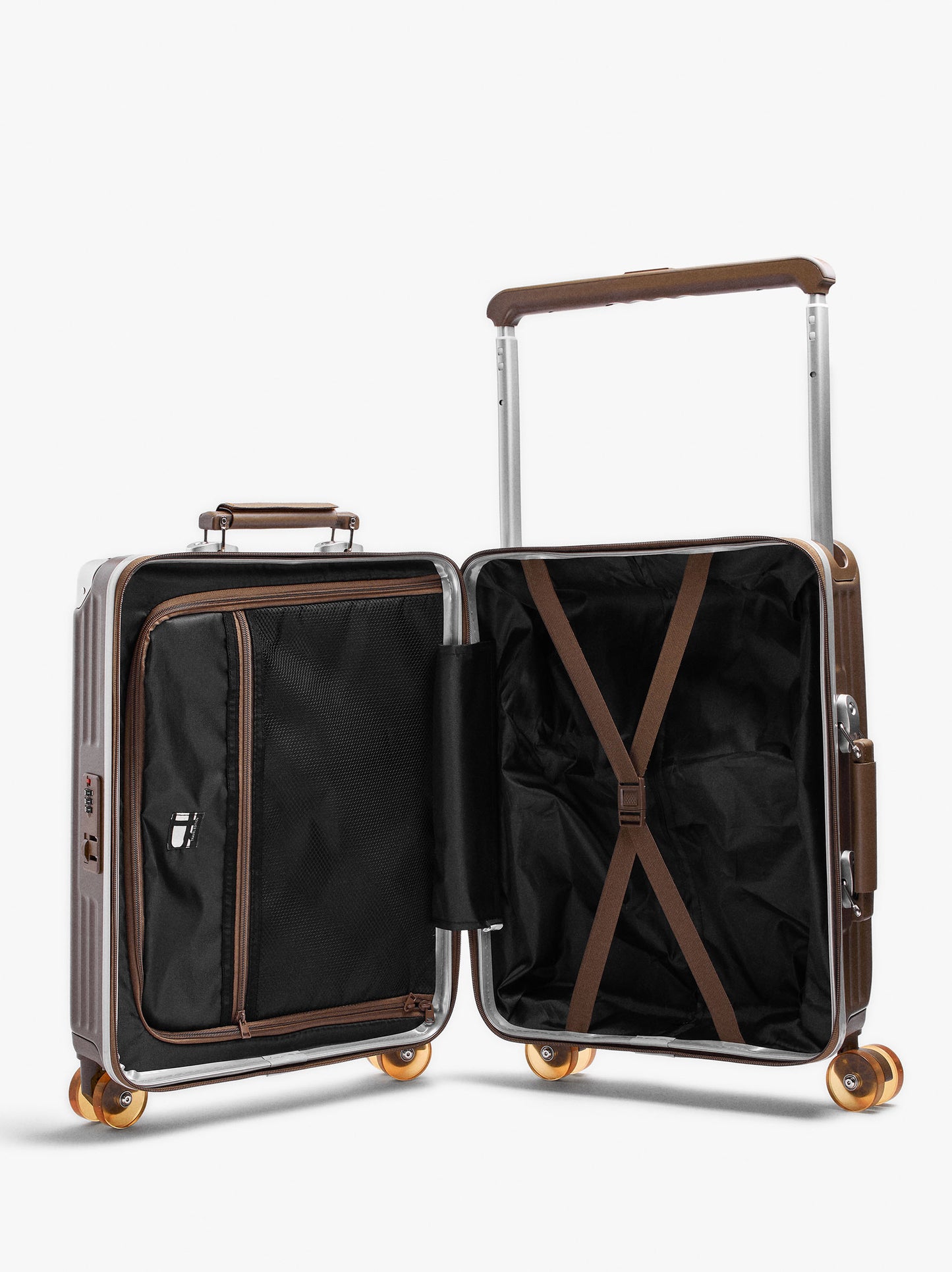 Striped Travel Suitcase With Cup Holder