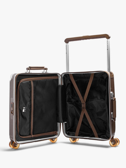 Striped Travel Suitcase With Cup Holder