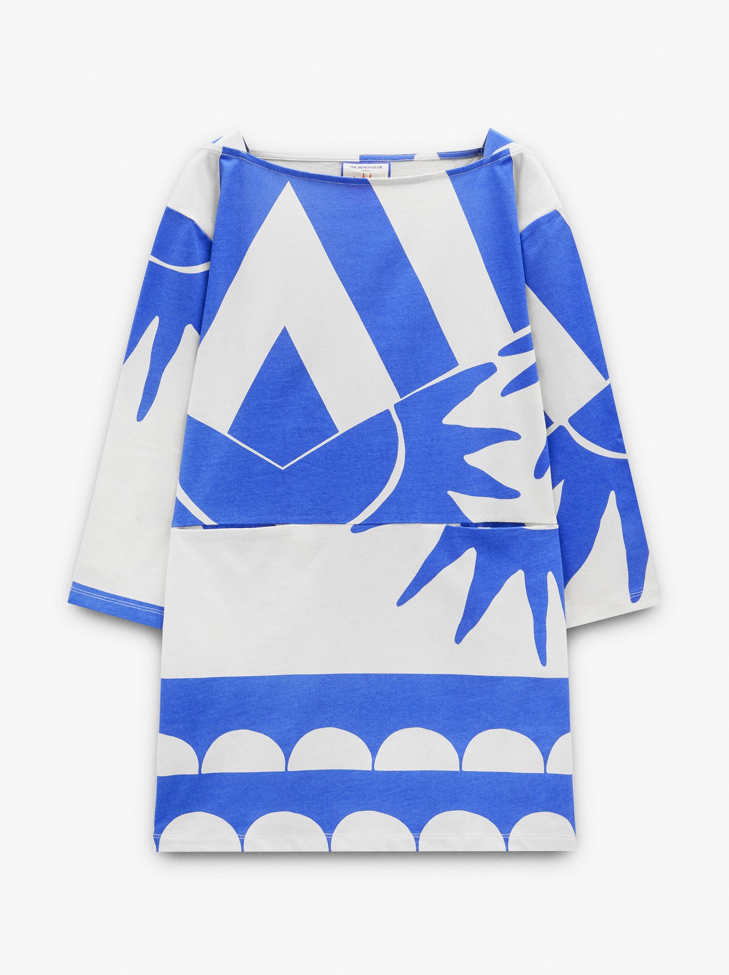 Printed Dress With Boat Neck 100% Cotton