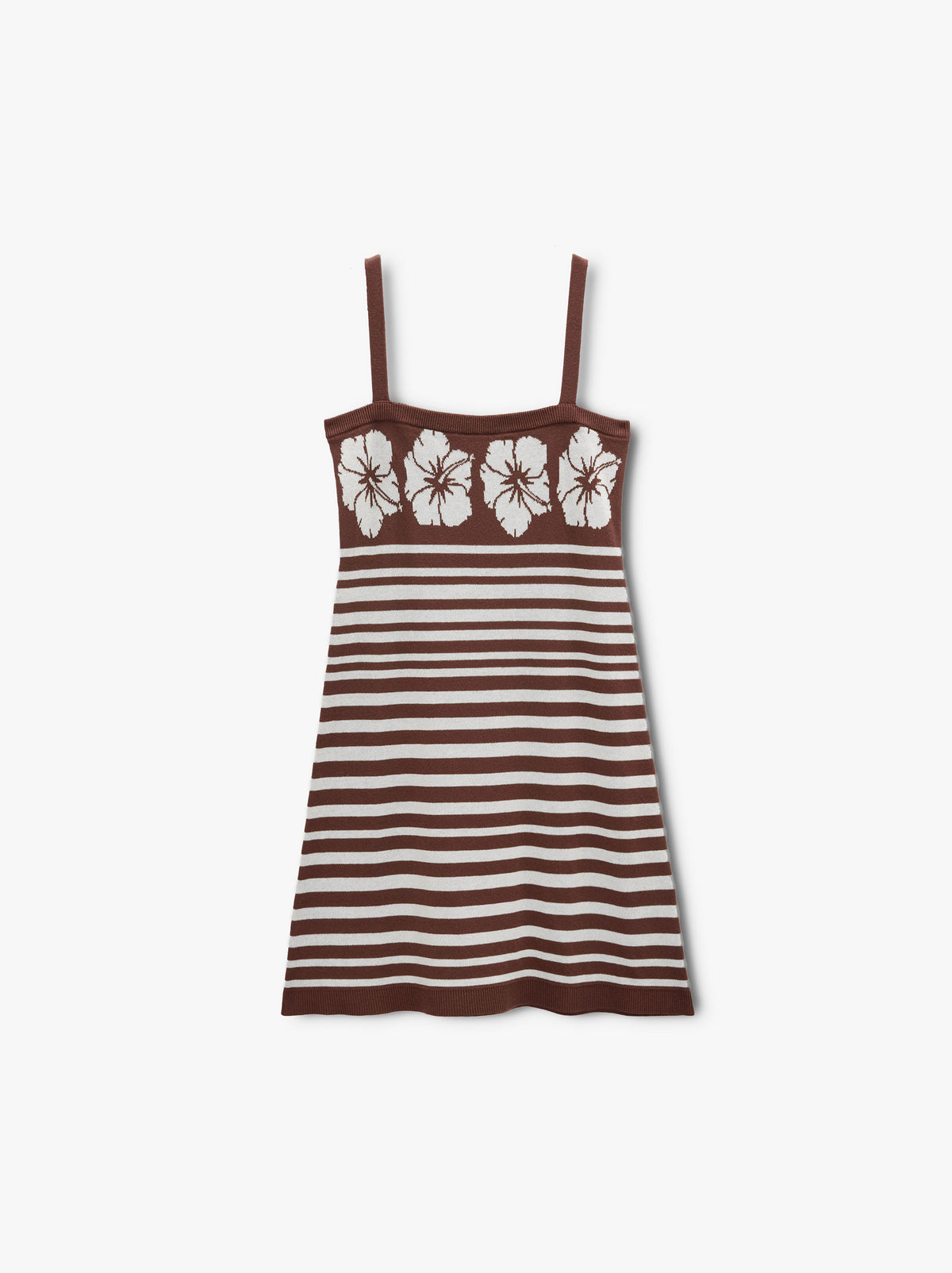 Jacquard Dress With Stripes And Floral Printed